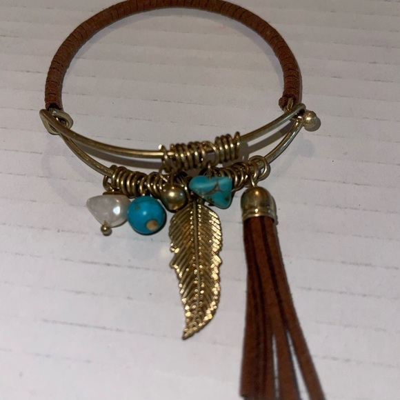 Brown & turquoise charm Bracelet - Picture 5 of 6